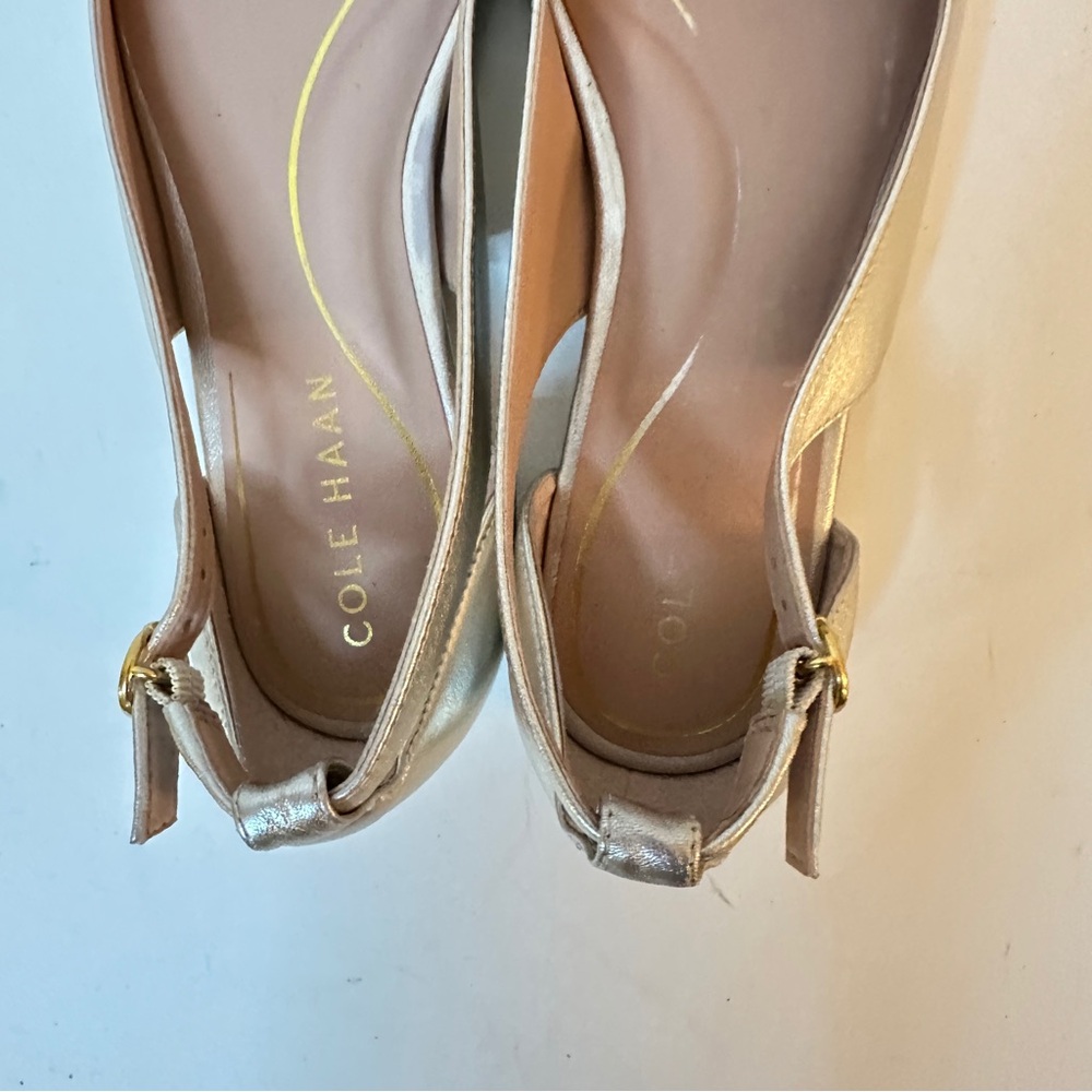 NEW Cole Haan Bria Cutout Soft Gold Leather Women's Ballet Flats, Sz 7 - Picture 8 of 13